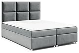 Best for Home Boxspringbett mit Bettkasten Trinity K-13 Bonellfederkern inkl. Topper 140x200 Grau