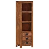 ZQQLVOO Highboard mit 3 Schubladen 40 x 30 x 130 cm Massivholz Mango, Chest of Drawers, Kommode, Flurschrank, Komodenschrank, Wäscheschrank für Ihr Schlafzimmer