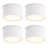 SSC-LUXon CELI-X LED Aufbauspot flach 4er Set mit großer Leuchtfläche - LED GX53 mit 4,5W warmweiß 230V - Aufbaustrahler rund