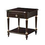 Furniture Couchtisch Luxus-Beistelltisch aus Holz mit manueller Goldmalerei, quadratischer 22,8-Zoll-Sofa-Beistelltisch mit Schublade und offenem Regal, exquisiter kleiner Couchtisch for jeden Raum Ka