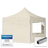 TOOLPORT Faltpavillon Faltzelt Pavillon 3x3m - 4 Seitenteile Aluminium 32mm Partyzelt 700N Creme