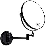 TONPOP Badezimmer-Make-up-Spiegel zur Wandmontage, Schwarz, 20,3 cm, 1-fach/10-fache Vergrößerung, Rasierspiegel, doppelseitig, 360°