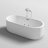 HOME DELUXE - freistehende Design Badewanne - BOLA PLUS - inkl. Whirlpoolfunktion - Maße: 170 x 80 x 58 cm I Indoor Badewanne, Spa, 2 Personen