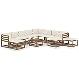 LAPOOH 12-TLG. Garten-Lounge-Set mit Kissen, Lounge Gartenmöbel Set, Gartenlounge Set, Loungemöbel, Möbelsets, Garten Möbel, Balkon Möbel, Creme