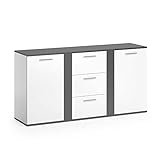 Vicco Sideboard NOVELLI Highboard weiß Kommode Anrichte Schrank 2 Türen (Weiß/Anthrazit)