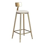 QenDsx Essstühle Barhocker Küchenstuhl Hocker Kaffee Restaurant Schmiedeeisen Hochstuhl Rückenlehne Design - weiß Sitzkissen (Sitzhöhe: 45-85CM) A+ (größe : 85cm)