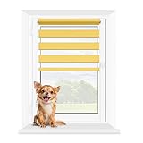 MARDOM Doppelrollo - Rollos für Fenster Ohne Bohren - Duo Rollo Tag und Nacht - Rollo Ohne Bohren - Doppelrollo Klemmfix, Fensterrollo Innen (Gelb, 60x140 cm (Stoffbreite: 56))