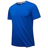 Rundhals Senbu T Shirt klein kariert schnell trocknend ultradünn mit kurzen Ärmeln für Atmungsaktivität und Schweißableitung (4XL,i-Blau)