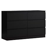 FWStyle AMZV-CRL6CMBLK Schwarze Kommode, Holzwerkstoff, 120.00 x 40.00 x 77.00_cm