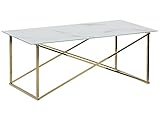 Beliani Couchtisch Marmor Optik Weiß und Gold Edelstahlgestell Gold 100 x 50 cm Glamour Wohnzimmer Kaffetisch Emporia