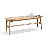 Vadisun 100 % massives Eichenholz, handgewebte Stuhloberfläche, solide Struktur der Stuhlbeine, Schlafzimmerbank/Eingangsbank/Essbank (Originalholz, 80 x 30 x 40,6 cm)