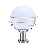 Moderne Kugel-Säulen-Licht-Laterne aus gebürstetem Edelstahl, Acryl, wasserdicht, E27, Säulenpfostenlampen mit weißem Schirm, kreative Kugel, Hof, Terrasse, Veranda, Tor, Straßenbeleuchtung needed