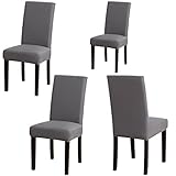 Sufdari Stuhlhussen 4er Set Grau, Stretch Esszimmer Stuhlbezug für Esszimmerstühle, Abnehmbarer Waschbarer Spandex Stuhlüberzug für Küchenstühle,Hotel, Bankett(Grau, 4 Stück)
