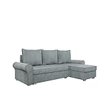 Ecksofa Dakar Cord, L-form Sofa mit Bettkasten, Schlaffunktion, Ottomane Universal, Eckcouch für Wohnzimmer, Couch, Polsterecke mit Bettfunktion, Wohnlandschaft (Poso 55 + Poso 55 + Paros 05)