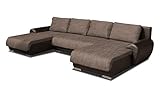 Wohnlandschaft Eckcouch Ecksofa Otis - Big Sofa, Couch mit Schlaffunktion und Bettkasten, U-Sofa, U-Form (Braun + Beige (Madryt 128 + Berlin 03))