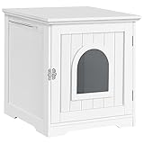 Yaheetech Katzenhaus Katzenhöhle Weiß geschlossene Katzentoilette mit Eingang & Handtuchhalterung Katzenklo Schrank für Katzen Hunde Haustier 48,5 x 51 x 51,5 cm, Weiß