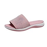 Sandalen Damen mit Absatz Und Strass Open Toe Fussbett Braun Sommerschuhe Damen Geschlossen Weiß Plateauschuhe Schlappen Schwarz Barfuss Weiß Sandals Freizeitsandale Frauen