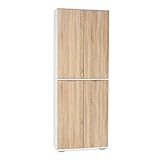 Büromöbel Aktenschrank Ordnerschrank B 80,2cm x H 214,7cm x T 35cm Schrank Mehrzweckschrank Büroschrank Vorratsschrank Hochschrank Allzweckschrank Weiß/Sonoma-Eiche (Kombinierbar Erweiterbar)