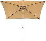 Garten-Sonnenschirme für den Außenbereich, 3 m x 2 m, rechteckiger Sonnenschirm mit Kurbel und Neigung, Freizeit-Terrassen-Sonnenschirme, wasserdichte und UV-Schutz-Sonnenschirme, ohne
