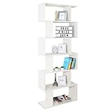 RICOO Regal 192 x 70 x 25 cm, Standregal Eiche weiß WM070-EP Spannplatte aus Holz, Büro Bücherregal weiß Wandregal klein, Regale & Ablagen, schmales Regal, Büro-Bücherregale kleines Regal