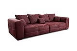 Cavadore Big Sofa Mavericco / Großes Sofa im modernen Design in Lederoptik / Inklusive Rückenkissen und Zierkissen / 287 x 69 x 108 cm (BxHxT) / Mikrofaser Bordeaux (rot)
