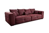 Cavadore Big Sofa Mavericco / Großes Sofa im modernen Design in Lederoptik / Inklusive Rückenkissen und Zierkissen / 287 x 69 x 108 cm (BxHxT) / Mikrofaser Bordeaux (rot)