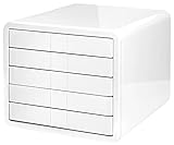 HAN Schubladenbox i-BOX, Schreibtischbox mit 5 Schubladen bis A4/C4, Auszugsperre, diskretes Beschriftungskonzept - reddot design award - für Ordnung am Schreibtisch, 1551-12, hochglänzend weiß