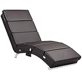 Casaria Relaxliege XXL Massage Heizfunktion 186x89x55cm Ergonomisch Kunstleder Gepolstert 180kg Belastbarkeit Wohnzimmer Chaiselongue Relaxsessel Braun