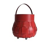 Gavemo OVO, Kaminholzkorb aus handgewebtes Leder, Holzkorb, Feuerholzkorb, Brennholzkorb, Exlusivdesign Limac Design®, Rot