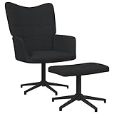 Bussandri Exclusive - Relaxsessel mit Hocker Schwarz Stoff
