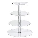 FOCCTS Cupcake Ständer, 4-stöckig Kuchenständer Runde Acrylständer, Tortenständer 4 Etagen Acryl für Hochzeit, Party, Geburtstag, Baby Duschen & Kuchen Dessert, Torten Etagere