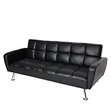 Mendler Sofa HWC-K19, Couch Schlafsofa Gästebett Bettsofa Klappsofa, Nosagfederung Schlaffunktion - Kunstleder schwarz