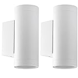 Klighten 2 Stück Aussenleuchte Aussenlampe Wand, GU10 Aluminium Up Down Außenwandleuchten, Wasserdichte IP65 Wandlampe Außen Wandleuchte Aussen für Eingang Garten Terrasse, ohne Leuchtmittel, Weiß