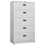 ZEYUAN Aktenschrank, Metallschrank, Werkstattschrank, Werkzeugschrank, Büroschrank, Lagerschrank, Garagenschrank, Stahlschrank, Hellgrau 90x46x164 cm Stahl