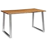 RAUGAJ Esstisch 140x80x75 cm Akazienholz massiv Edelstahl