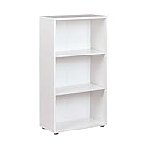 Bücherregal Standregal 3 Fächer Höhenverstellbare Böden Holzregal Wohnzimmer Arbeitszimmer Büro Arco 2 Masse in cm T: 30 x B: 60 x H: 110 Farbe Weiß