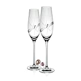 B.BOHEMIAN Sektgläser Kristall SWAROVSKI Champagner Gläser Luxury Dekor Set 2er 210ml, Handgemachtes Prosecco Gläser Cristallin Glas Diamant geeignet als Hochzeitsgeschenk für Brautpaar