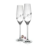 B.BOHEMIAN Sektgläser Kristall SWAROVSKI Champagner Gläser Luxury Dekor Set 2er 210ml, Handgemachtes Prosecco Gläser Cristallin Glas Diamant geeignet als Hochzeitsgeschenk für Brautpaar