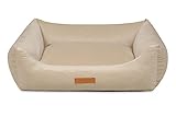 ANIMOOD Hundebetten Alex, Wasserdichtes & leicht zu reinigendes Hundebett, Hundekissen und Hundekorb für große, mittlere & kleine Hunde, in vielen Farben & Größen (65x56x18, Beige)
