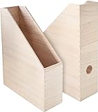 VBS 2er-Pack Holz-Stehsammler, Steh-Ordner, Zeitschriften- und Aufbewahrungsbox mit Griffloch 25x9x32cm unbehandelt