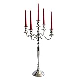 Kerzenleuchter Kerzenständer, 5-armig, aus Metall, vernickelt - 77 cm
