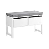 SoBuy FSR88-W Sitzbank mit Stauraum Schuhbank mit 2 Schubladen Bettbank mit Sitzfläche Garderobenbank Belastbarkeit 150 kg Weiß BHT ca.: 72x46x30cm