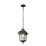 Kronleuchter Pastorale Außenbeleuchtung Wasserdichte Hängelampe Außenleuchter Villa Retro Garten Innenhof Pavillon Terrasse Veranda Balkon Außen E27 Droplight Clight Beleuchtungsgerät/Schwar