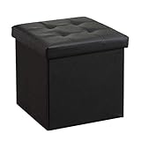 Möbel Praktische Fußschemel Aufbewahrung Ottomane Würfelbox Gepolsterte Fußstütze Hochelastische Schwammfüllung Platzsparender Einzelhockersitz Max. 120 kg (38; 38; 38 cm) (Color : Black)
