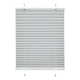 Victoria M. Indiva Lite Plissee-Rollo ohne Bohren 70 x 120 cm, Hochwertiges Scheibenrollo Plissee Faltrollo mit Klemmträger für Fenster und Türen Sichtschutzrollo Klemm-Rollo hellgrau
