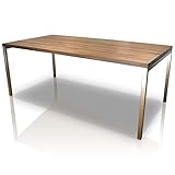 Esstisch Ahorn massiv Paris 160 x 90 cm, Designer Tisch Massivholz mit Edelstahl Tischgestell, Holztisch Metall Stahl, Premium Esstisch, Design Esstisch Exklusiv !