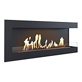 KRATKI Eckkamin Delta | Biokamin 1200 x 280 mm | Wandkamin mit Verglasung 4 mm | Ideal für offene und Moderne Innenräume | TÜV - Rheinland geprüft | Offen nach rechts