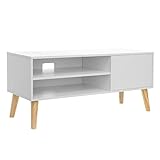 VASAGLE TV-Schrank, Lowboard, Fernsehschrank für Fernseher bis zu 50 Zoll, 110 cm lang, Fernsehtisch, für Wohnzimmer, Industrie-Design, weiß LTV09WT