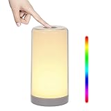 Nachttischlampe Touch Dimmbar, Tom-shine LED Tischlampe Warmem Weißlicht Bunt 256 RGB, 3 Helligkeitsstufen, Memory und Augenschutz Funktion Nachtlicht [Energieklasse A++]