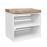 Marwood | Multifunktionales Schuhregal | Elegant | Langlebig | Praktisch | Ausgestattet mit Einer Sitzgelegenheit | Klein im Format | Aus Holz | Ideal für den Flur | Fertig montiert | Weiß/Naturlich